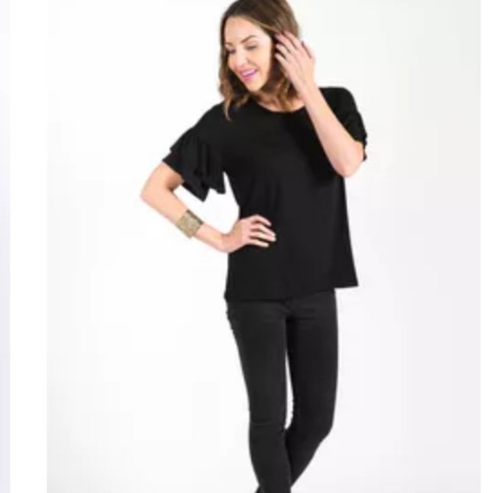 Black Frill Sleeve Top